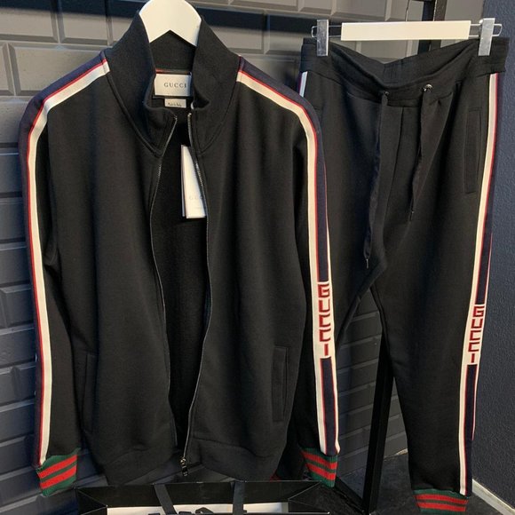 gucci tracksuit mens black